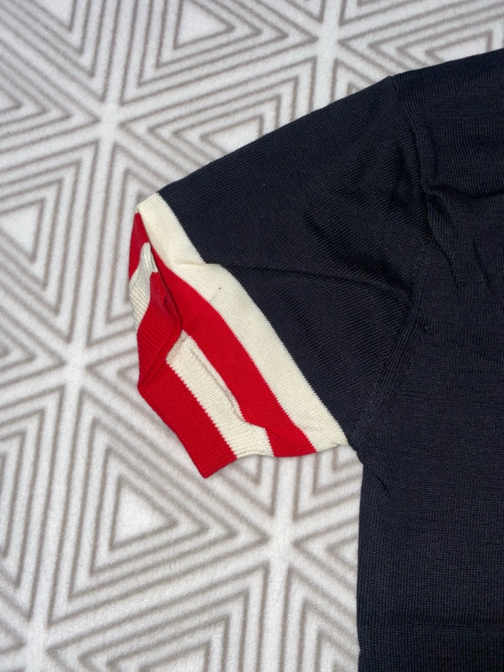 Men's Navy Short Sleeve Shirt with Embroidered Tiger - OXKNIT - Picture 5 of 6